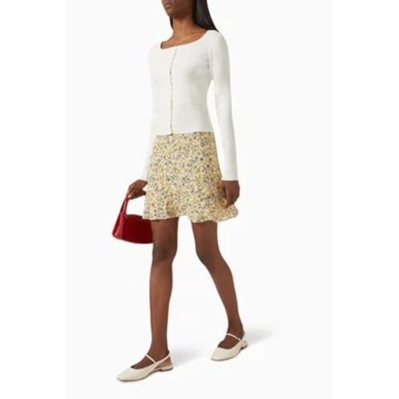 Reformation Dresses & Skirts - Reformation Brandy Mini Skirt in Yellow Floral Georgette Size Large